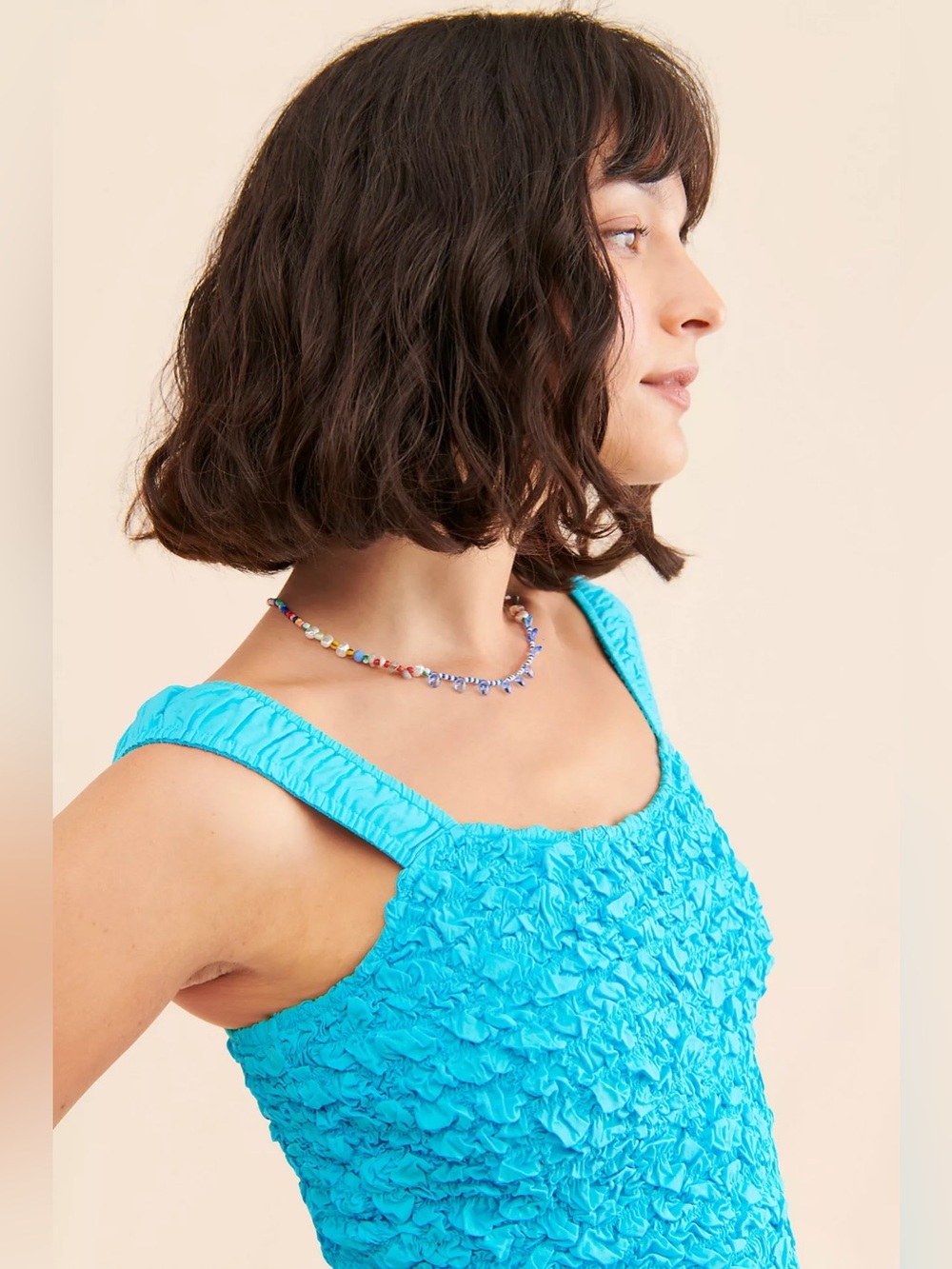 Saylor Mariah Smocked Mini Dress Turquoise Size Small - Picture 3 of 9